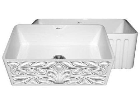 Whitehaus WHFLGO3018 30  White Single Reversible Gothichaus Fireclay Farmhouse Sink Online Sale