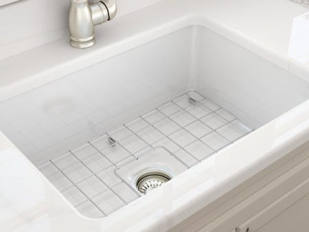 BOCCHI Sotto 27 White Fireclay Single Undermount Kitchen Sink  w  Grid For Discount