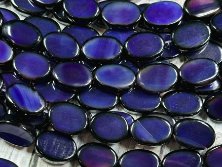 Natural Purple Agate Gemstone Bead 14x10mm Oval Shape, Beautiful Dark Purple Color Smooth Agate Gemstone Beads Full Strand 15.5  Discount