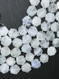 Natural White Moonstone Gemstone Bead 14mm Hexagon Shape Bead, Beautiful Natural White Blue Flash Moonstone Beads Great Quality 15.5  Strand Cheap