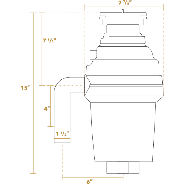 Whitehaus Cyclonehaus 7 7⁄8 1 HP Garbage Disposal with Brass Flange WH007 Supply