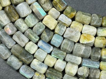 Natural Labradorite Gemstone Bead Faceted Tube Shape Bead, Gorgeous Natural Gray Brown Color, Blue Rainbow Flash Labradorite Beads 15.5  Sale