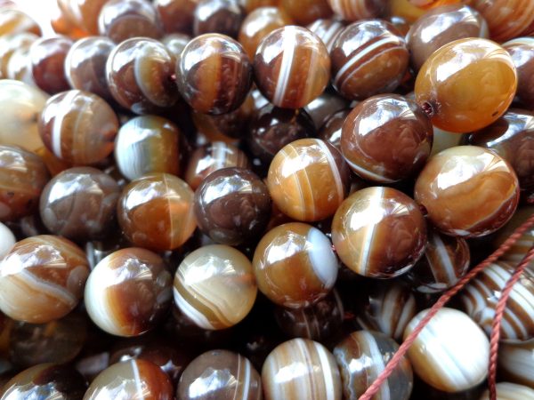 AAA Natural Agate Gemstone Beads, 6,8,10mm Smooth Round Shape Beads, Beautiful brown Beads, Great Quality Bead! Full length 15.5  For Cheap