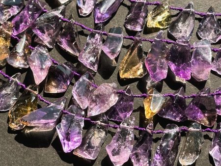 Natural Ametrine Gemstone Bead Freeform Teardrop Shape Bead, Gorgeous Natural Purple Amethyst Yellow Citrine Clear Color Ametrine Bead 15.5  For Cheap