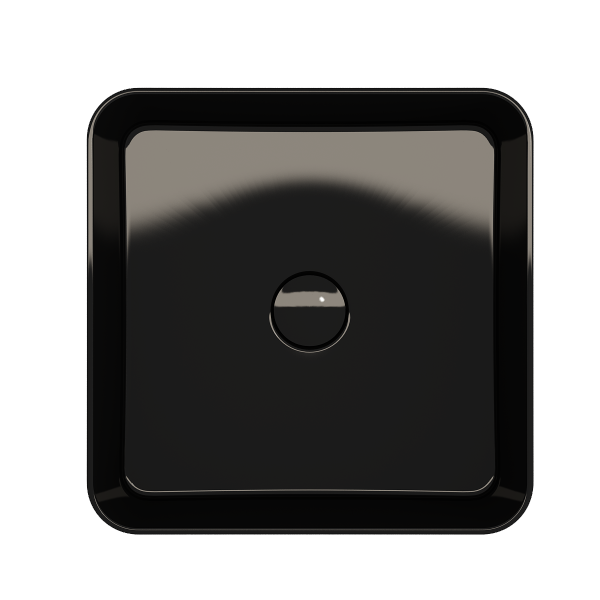 BOCCHI Sottile 15  Black Square Vessel Fireclay Bathroom Sink with Drain Cover on Sale