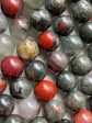 Natural African Bloodstone Gemstone Bead 4mm 6mm 8mm 10mm 12mm Round Bead, Beautiful Gray Red Color Bloodstone Gemstone Bead, Full Strand 15.5  For Sale