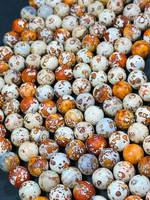 NATURAL Tibetan Gemstone Bead 12mm Round Beads, Beautiful Beige Orange Brown Color Tibetan Gemstone Beads, Excellent Quality Beads 15.5  Online Hot Sale