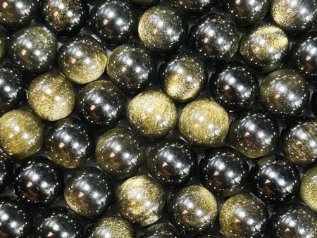 AAA Natural Gold Obsidian Gemstone Bead 6mm 8mm 10mm 12mm Round Bead, Gorgeous Black Gold Sheen Obsidian Bead, Excellent Quality Full Strand 15.5 Fashion