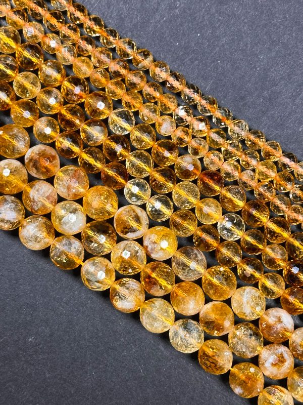 AAA Natural Citrine Gemstone Bead, Faceted 6mm 8mm 10mm Round Beads, Gorgeous Natural Golden Orange Yellow Citrine, Excellent Quality 15.5  Cheap