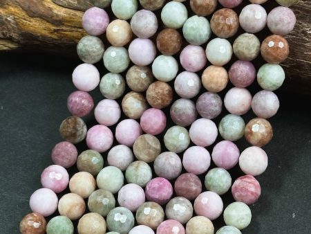 Natural Alashan Chalcedony Gemstone Bead Faceted 6mm 8mm 10mm Round Beads, Beautiful Multicolor Pink Green Brown Color Alxa Stone Bead 15.5  Online Sale