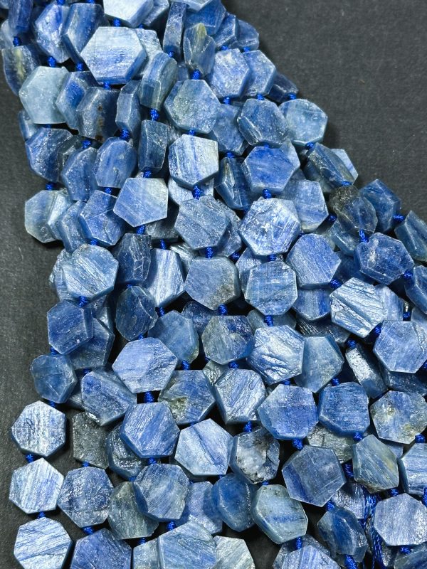 Natural Kyanite Gemstone Bead 14mm Hexagon Shape Bead, Beautiful Natural Blue Color Kyanite Gemstone Beads, Great Quality Full Strand 15.5  For Discount