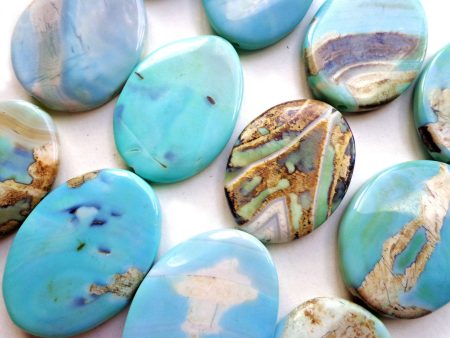 NATURAL Dragon Skin Agate Gemstone Bead 28x17mm Oval Shape, Beautiful Sky Blue Color LOOSE Dragon Skin Agate Beads Online Hot Sale