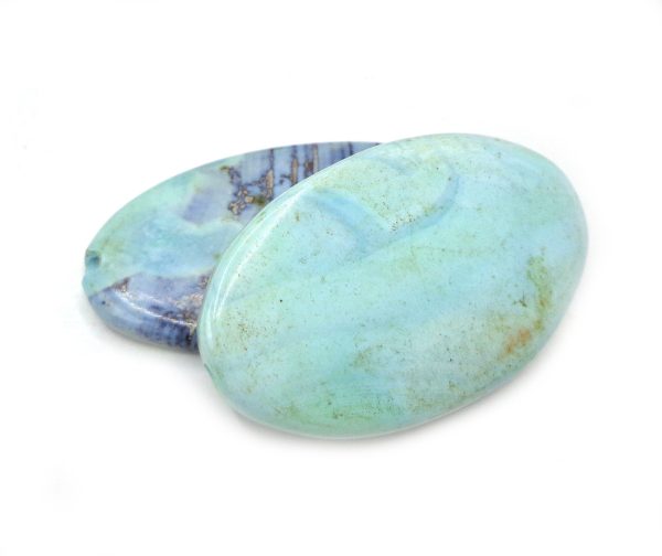 NATURAL Sky Blue Dragon Skin Agate Gemstone Bead 28x17mm Oval Shape LOOSE Dragon Skin Agate Beads Hot on Sale