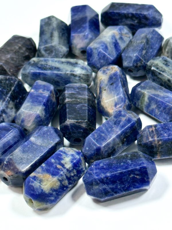 NATURAL Sodalite Gemstone Bead Faceted 26x13mm Barrel Shape Bead, Beautiful Blue Color Sodalite Gemstone Beads, Loose Sodalite Beads For Discount