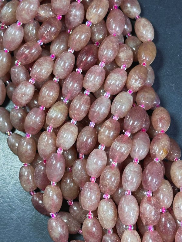 Natural Strawberry Quartz Gemstone Bead 15x10mm Tube Shape, Beautiful Pink Red Color Great Quality Strawberry Quartz Full Strand 15.5  Cheap