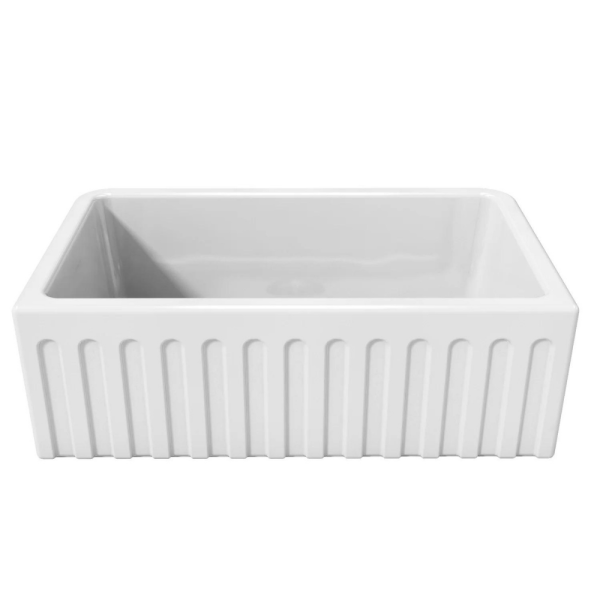 Latoscana 30  White Reversible Smooth or Fluted Fireclay Farmhouse Sink Supply