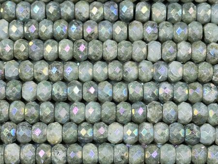 Mystic Natural Labradorite Gemstone Bead Faceted 8x5mm Rondelle Shape, Gorgeous Natural Gray Rainbow Blue Flash Labradorite Full Strand 15.5 Hot on Sale