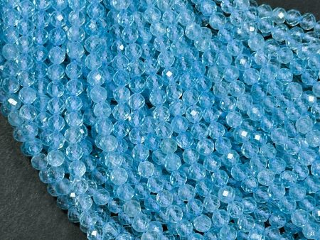 AAA Natural Blue Topaz Gemstone Faceted 2mm 3mm 4mm 5mm Round Beads, Beautiful Natural Sea Blue Color Topaz Stone Bead Excellent Quality 15.5  on Sale