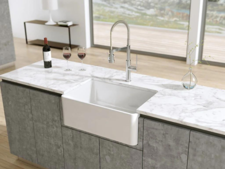 Latoscana LTW2718W 27 White Fireclay Farmhouse Sink with Reversible Design Fashion