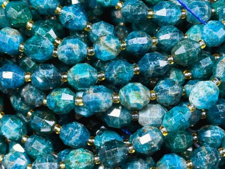 AAA Natural Apatite Gemstone Bead Faceted 10mm Diamond Cut Bead, Beautiful Natural Deep Blue Color Apatite Gemstone Bead Great Quality 15.5  Supply