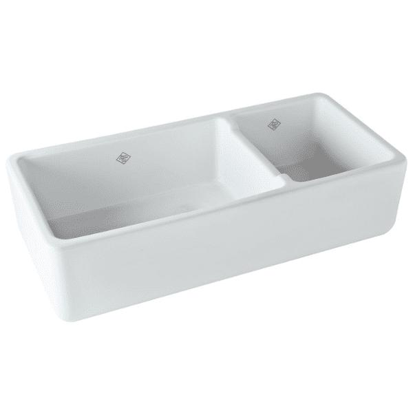 Rohl Shaws Original 40 in. Double Bowl Fireclay Farmhouse Sink RC4019 Fashion