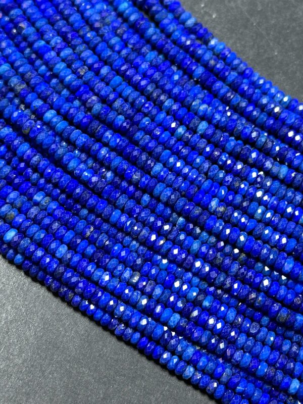 AAA Natural Lapis Lazuli Gemstone Bead Faceted 2x4mm Rondelle Shape Bead, Gorgeous Natural Royal Blue Color Lapis Beads, Full Strand 15.5  Online now