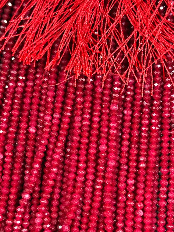 Natural Red Jade Gemstone Bead Faceted 3mm Bead, Gorgeous Natural Red Color Jade Bead Excellent Quality Full Strand 15.5  For Cheap