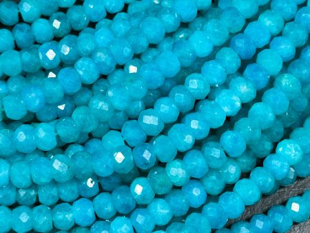 AA Natural Amazonite Gemstone Bead Faceted 8x6mm Rondelle Shape, Gorgeous Natural Blue Green Color Amazonite Great Quality Full Strand 15.5  Cheap