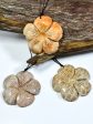 Hand Carved Natural Fossil Coral Gemstone Pendant 54mm Flower Shape, Beautiful Orange Red Beige Color Hand Carved Loose Fossil Coral Pendant Hot on Sale