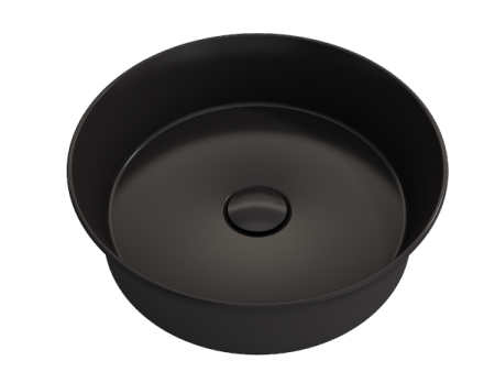 BOCCHI Sottile 15  Matte Black Round Vessel Fireclay Bathroom Sink with Drain Cover on Sale