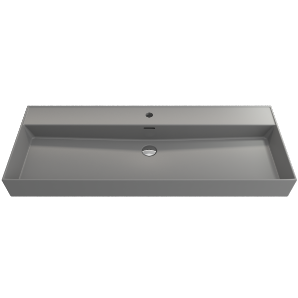 BOCCHI Milano 47  Matte Gray 1-Hole Wall-Mounted Bathroom Sink Fireclay with Overflow on Sale