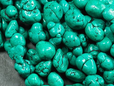 Beautiful Howlite Turquoise Gemstone Beads Freeform Nugget Shape Beads, Gorgeous Green Turquoise Color Howlite Stone Bead, Full Strand 15.5  Fashion