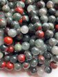 Natural African Bloodstone Gemstone Bead 4mm 6mm 8mm 10mm 12mm Round Bead, Beautiful Gray Red Color Bloodstone Gemstone Bead, Full Strand 15.5  For Sale