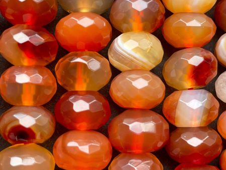 AAA Natural Red Botswana Gemstone Bead Faceted 9x6mm Rondelle Shape, Beautiful Red Orange Color Botswana Gemstone Bead 15.5  For Sale