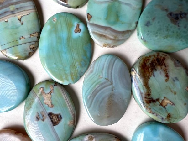 Natural Dragon Skin Agate Gemstone Bead 30x40mm Oval Shape, Beautiful Sky Blue Brown Color LOOSE Dragon Skin Agate Bead For Cheap