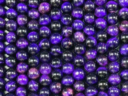 Natural Purple Tiger Eye Gemstone Bead 4mm 6mm 8mm 10mm 12mm Round Bead, Beautiful Purple Color Tiger Eye Gemstone Beads Full Strand 15.5  Fashion