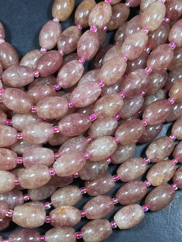 Natural Strawberry Quartz Gemstone Bead 15x10mm Tube Shape, Beautiful Pink Red Color Great Quality Strawberry Quartz Full Strand 15.5  Cheap