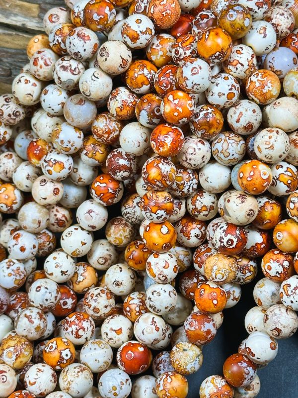 NATURAL Tibetan Gemstone Bead 12mm Round Beads, Beautiful Beige Orange Brown Color Tibetan Gemstone Beads, Excellent Quality Beads 15.5  Online Hot Sale