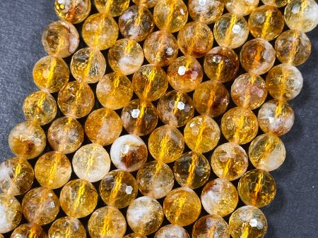 AAA Natural Citrine Gemstone Bead, Faceted 6mm 8mm 10mm Round Beads, Gorgeous Natural Golden Orange Yellow Citrine, Excellent Quality 15.5  Cheap