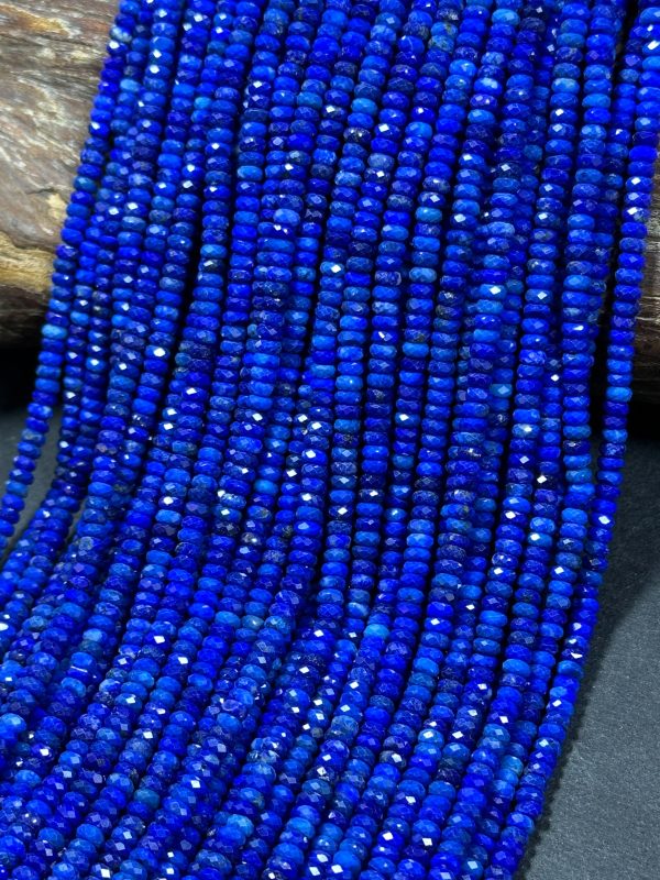 AAA Natural Lapis Lazuli Gemstone Bead Faceted 2x4mm Rondelle Shape Bead, Gorgeous Natural Royal Blue Color Lapis Beads, Full Strand 15.5  Online now