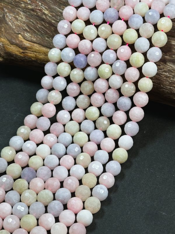 Natural Morganite Gemstone Bead Faceted 6mm 8mm 10mm Round Bead, Beautiful Multicolor Pastel Pink Yellow Blue Color Morganite Beads, 15.5  on Sale