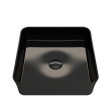 BOCCHI Sottile 15  Black Square Vessel Fireclay Bathroom Sink with Drain Cover on Sale