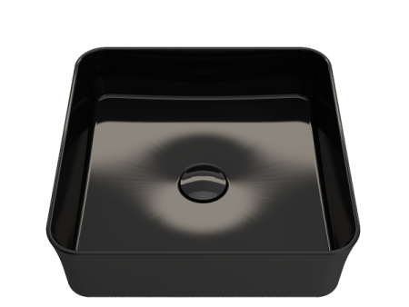 BOCCHI Sottile 15  Black Square Vessel Fireclay Bathroom Sink with Drain Cover on Sale