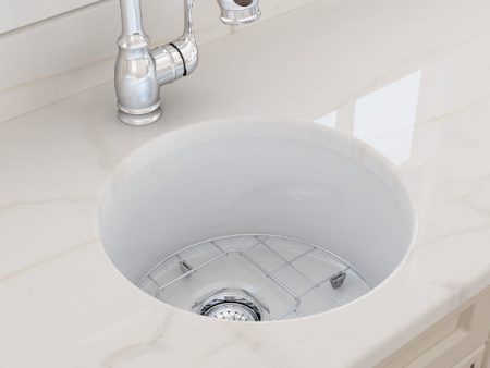 BOCCHI Sotto 18  White Round Single Bowl Fireclay Undermount Prep Sink Supply