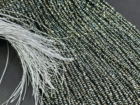 Beautiful Chinese Crystal Glass Beads, Faceted 2mm Rondelle Shape Beads, Gorgeous Iridescent Metallic Silver Color Crystal Glass Beads 15.5  For Cheap