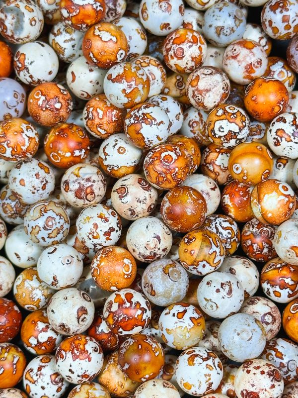 NATURAL Tibetan Gemstone Bead 12mm Round Beads, Beautiful Beige Orange Brown Color Tibetan Gemstone Beads, Excellent Quality Beads 15.5  Online Hot Sale