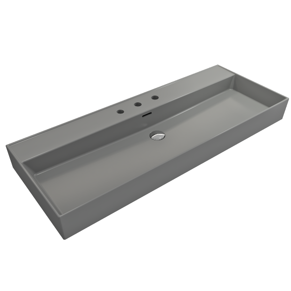 BOCCHI Milano 47  Matte Gray 3-Hole Wall-Mounted Bathroom Sink Fireclay with Overflow on Sale