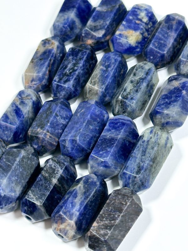 NATURAL Sodalite Gemstone Bead Faceted 26x13mm Barrel Shape Bead, Beautiful Blue Color Sodalite Gemstone Beads, Loose Sodalite Beads For Discount