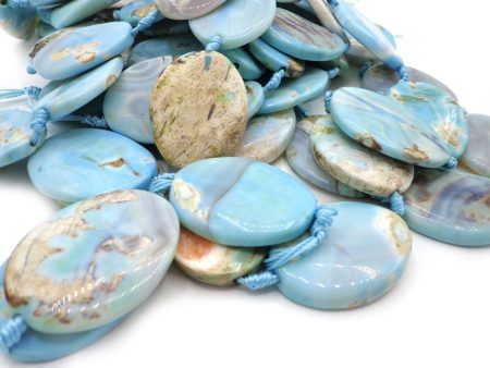 NATURAL Sky Blue Dragon Skin Agate Gemstone Beads 26x35mm Oval Shape, Beautiful Sky Blue Color Dragon Skin Agate Full Strand 15.5  Online