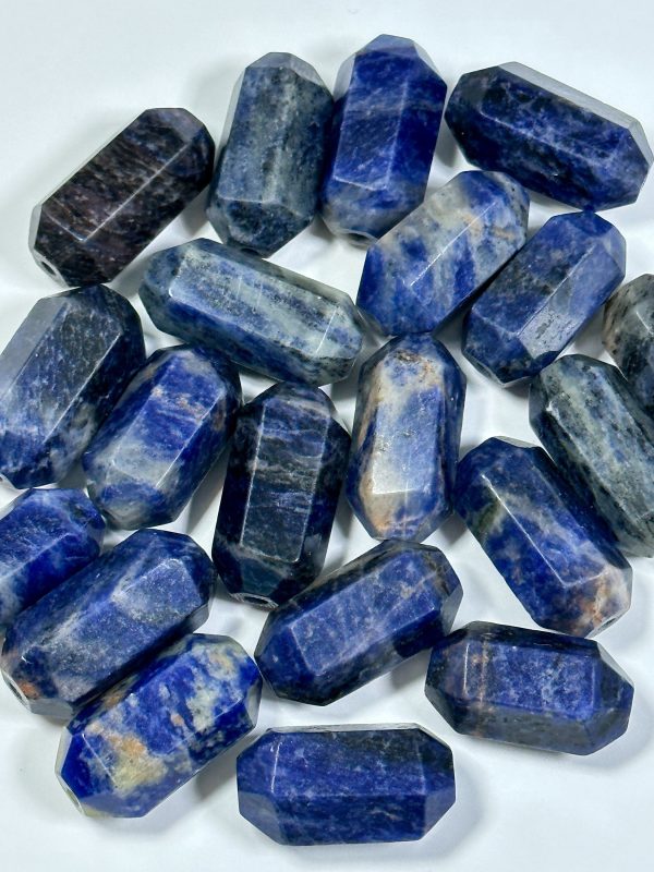 NATURAL Sodalite Gemstone Bead Faceted 26x13mm Barrel Shape Bead, Beautiful Blue Color Sodalite Gemstone Beads, Loose Sodalite Beads For Discount